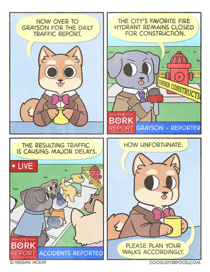 Artist Illustrates Dogs Reporting On Events Important In Daily Pup World In Her 14 Comics