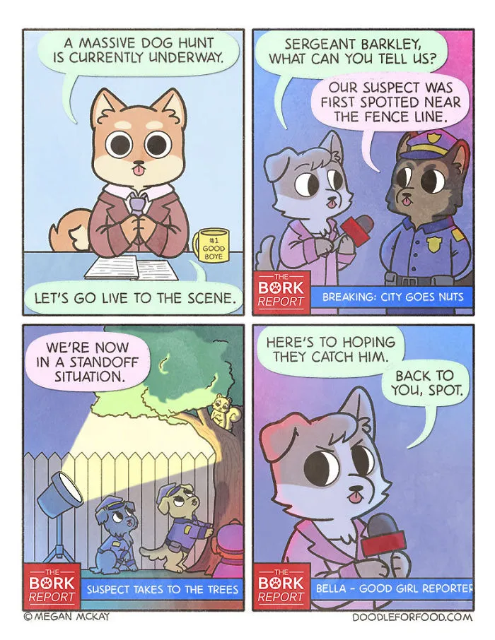 Artist Illustrates Dogs Reporting On Events Important In Daily Pup World In Her 14 Comics