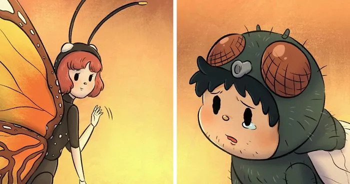 Thai Artist Illustrates A Thought-Provoking Story About A Butterfly And A Fly