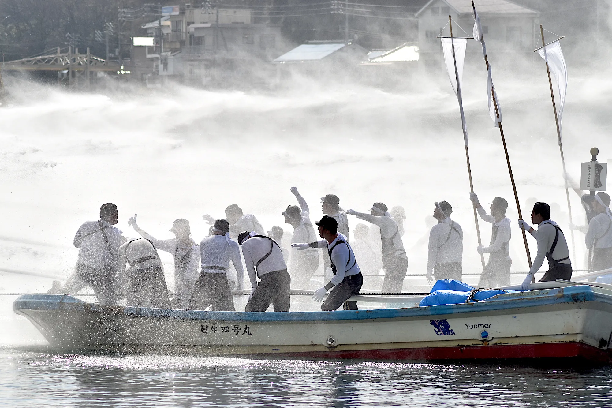 Japanese Firefighters Recreate Legendary Samurai Naval Battle With Wintry Water Fight