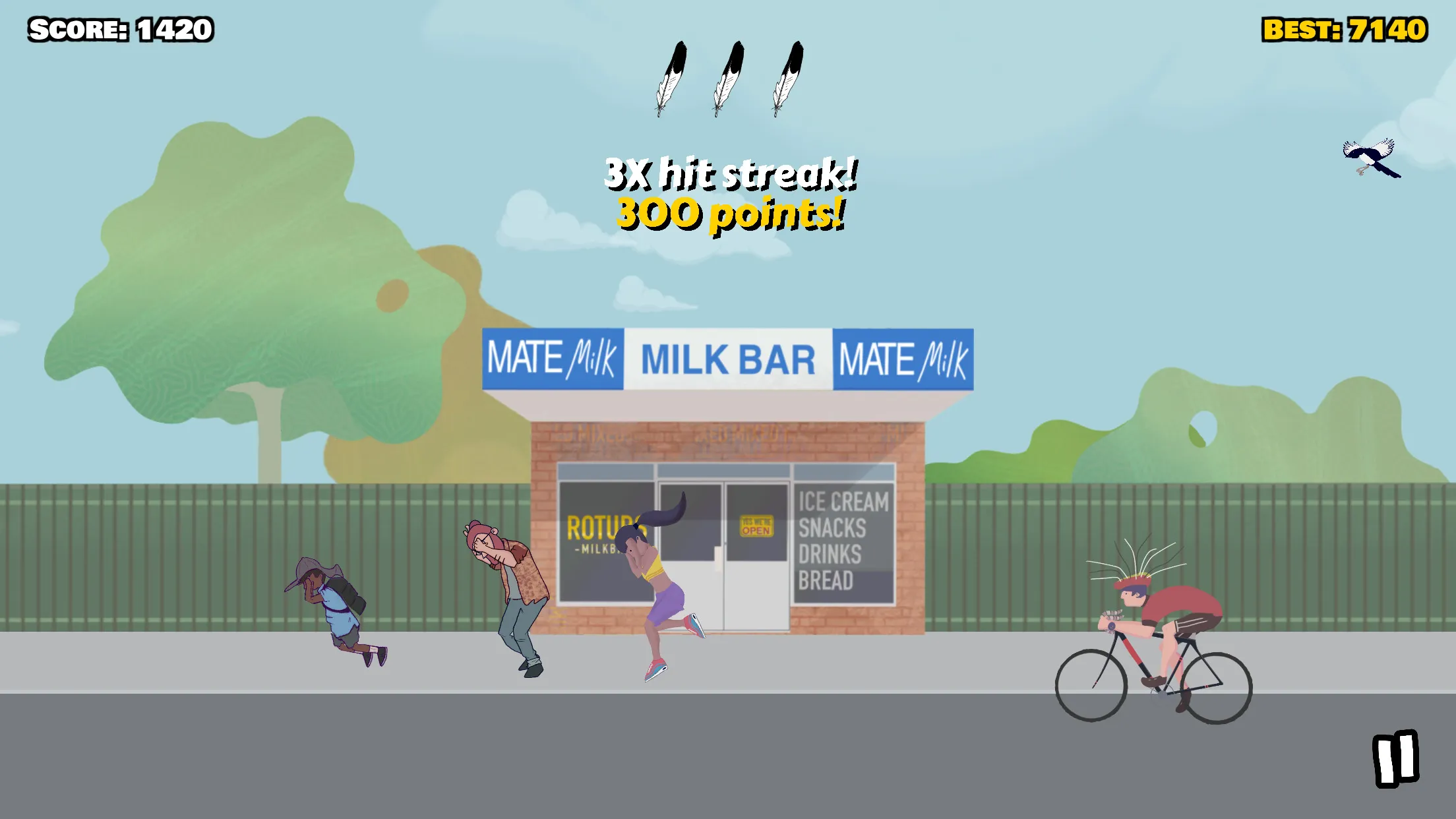I Made A Game Called Swoopy Boi. You're A Magpie That Swoops Posties, Hipsters, And Other Characters