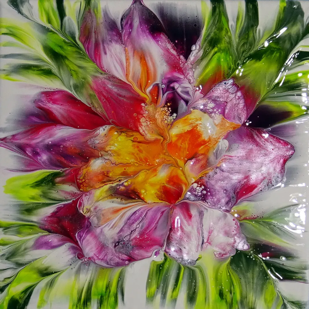 Experiment With A Plastic Jar On The Canvas / Flower Dip