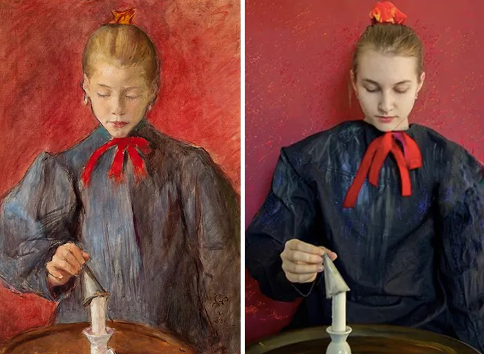Stanisław Wyspiański, "Girl putting out a candle", 1893