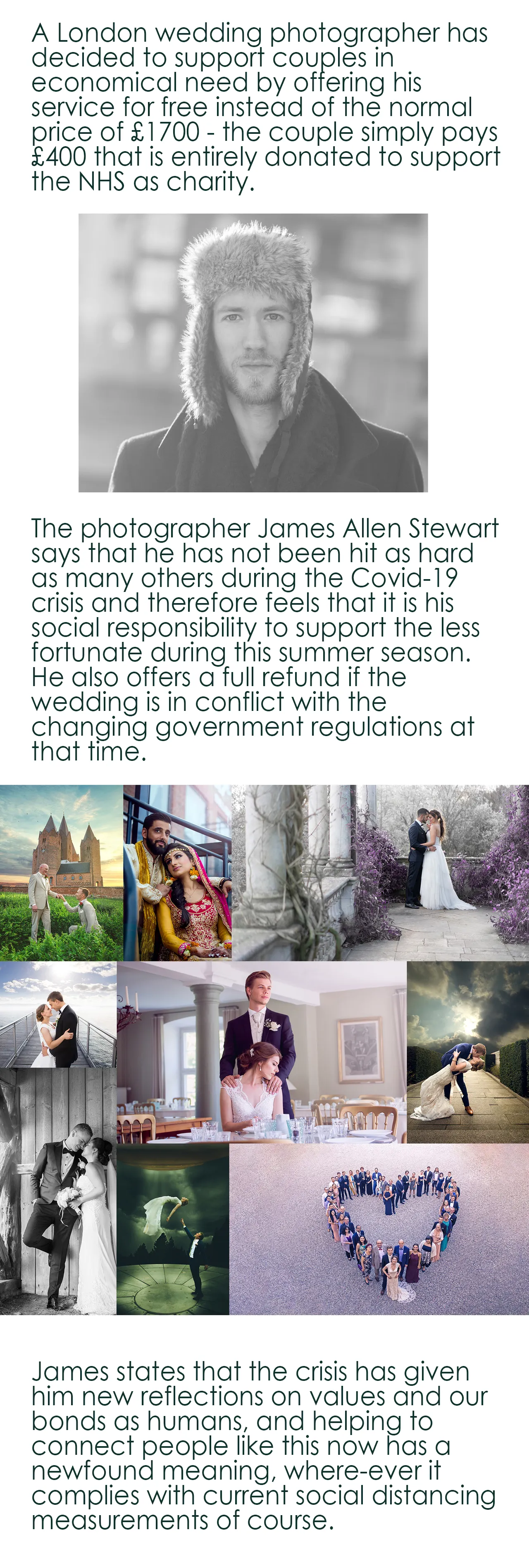 Wedding Photographer Helping Couples In Need With Free Weddings - Just Pay For Charity