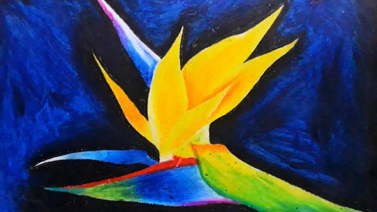Oil Pastel Flower Drawing