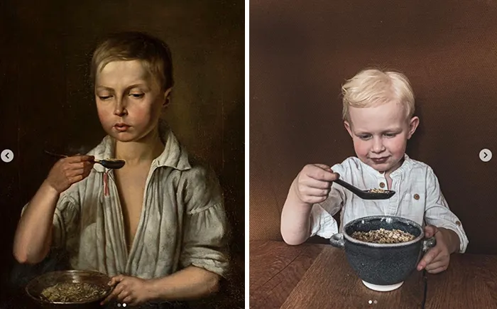 Józef Simmler, "Boy at breakfast", around 1856