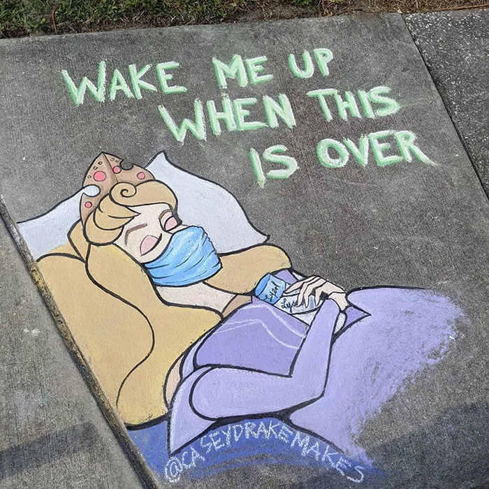 26 Pop Culture And Quarantine-Inspired Sidewalk Chalk Drawings From A Self-Taught Artist