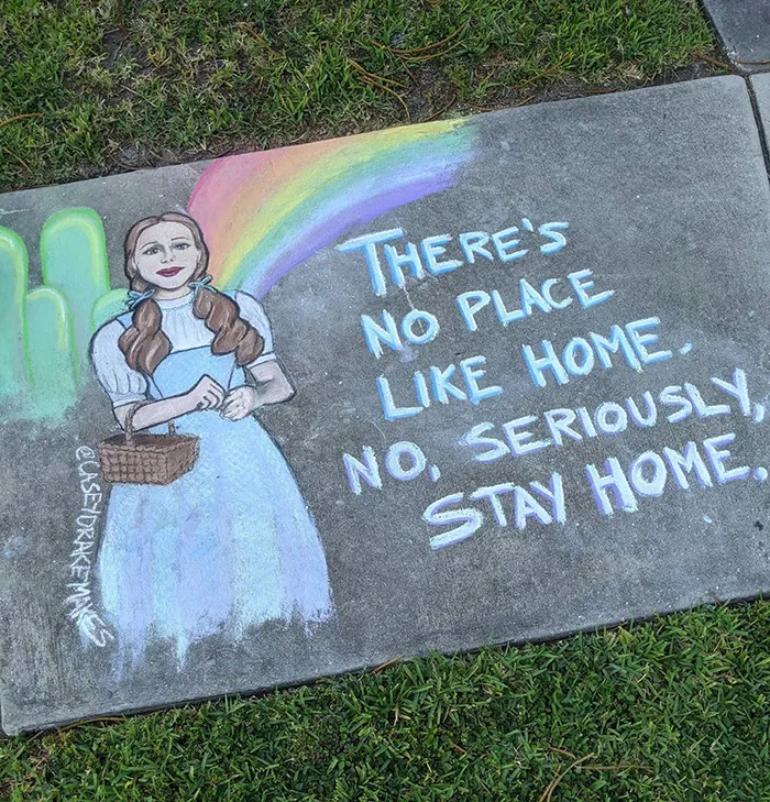 26 Pop Culture And Quarantine-Inspired Sidewalk Chalk Drawings From A Self-Taught Artist