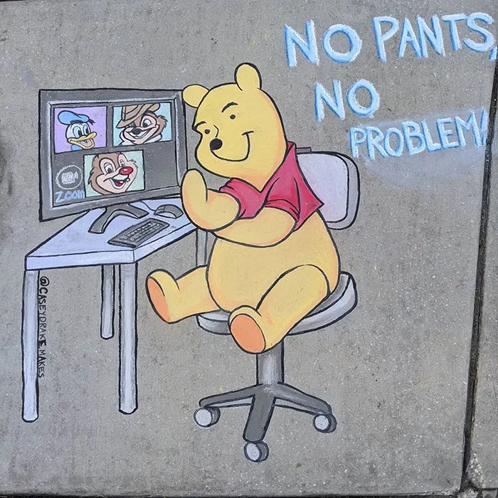 26 Pop Culture And Quarantine-Inspired Sidewalk Chalk Drawings From A Self-Taught Artist