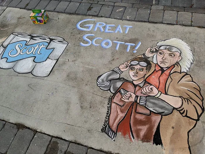 26 Pop Culture And Quarantine-Inspired Sidewalk Chalk Drawings From A Self-Taught Artist