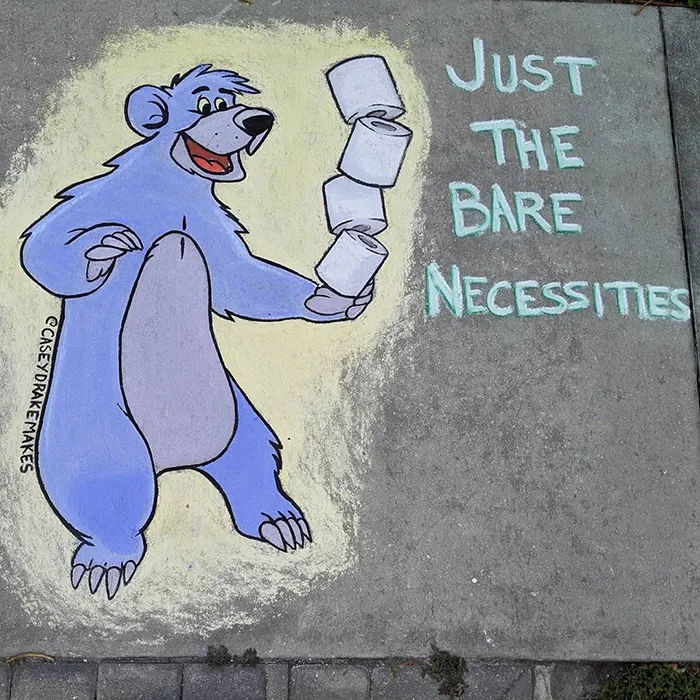 26 Pop Culture And Quarantine-Inspired Sidewalk Chalk Drawings From A Self-Taught Artist