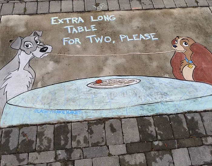 26 Pop Culture And Quarantine-Inspired Sidewalk Chalk Drawings From A Self-Taught Artist