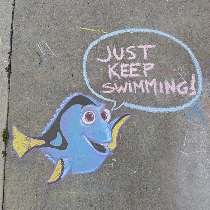 26 Pop Culture And Quarantine-Inspired Sidewalk Chalk Drawings From A Self-Taught Artist