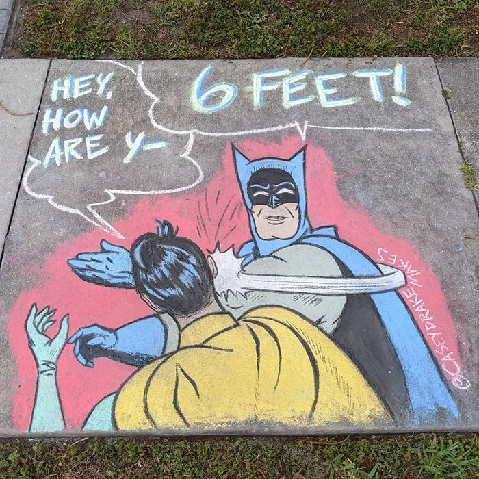 26 Pop Culture And Quarantine-Inspired Sidewalk Chalk Drawings From A Self-Taught Artist