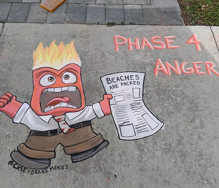 26 Pop Culture And Quarantine-Inspired Sidewalk Chalk Drawings From A Self-Taught Artist