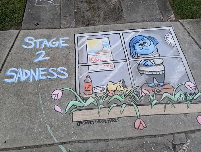 26 Pop Culture And Quarantine-Inspired Sidewalk Chalk Drawings From A Self-Taught Artist
