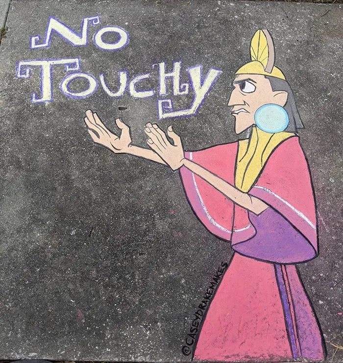 26 Pop Culture And Quarantine-Inspired Sidewalk Chalk Drawings From A Self-Taught Artist