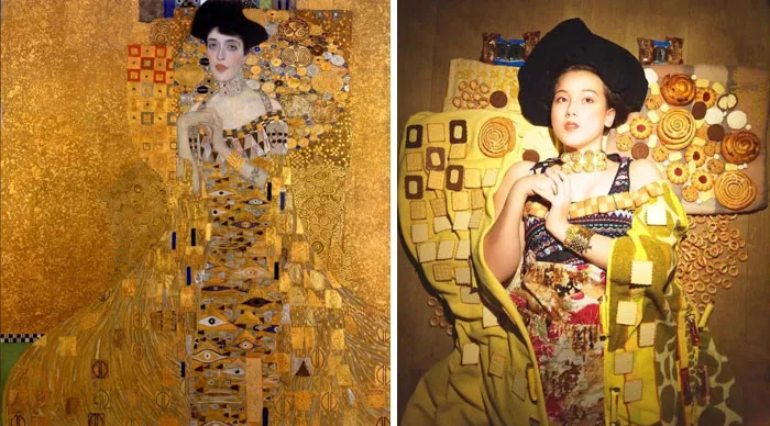 Mujer con galletas en vez de oro, de Klimt