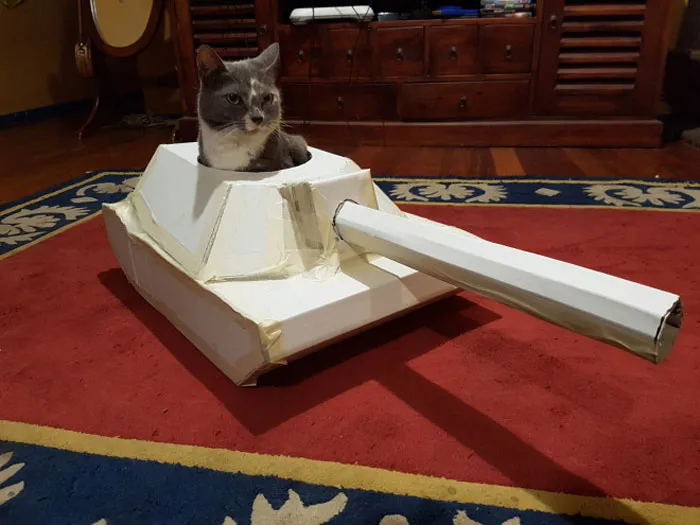 People Are So Bored During Quarantine That They’re Building Cardboard Tanks For Their Cats (30 Pics)