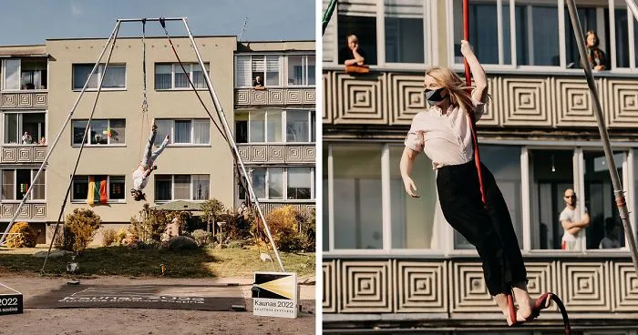 Kaunas' Courtyards Transform Into Stages As Various Artists Perform For Quarantined People