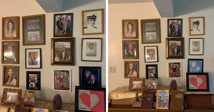 Daughter Replaces Family Photos With Crayon Drawings One By One, Parents Don't Notice For 11 Days