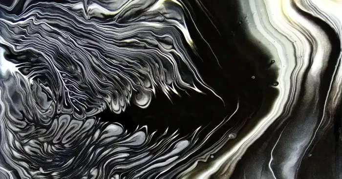 I Poured Black, White, Gold, And Silver Acrylic Paint Together And Got A Painting I Wasn't Expecting
