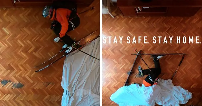 Guy Has His Skiing Trip Canceled Due To The Pandemic, Makes A 'How To Ski At Home' Video And It Goes Viral