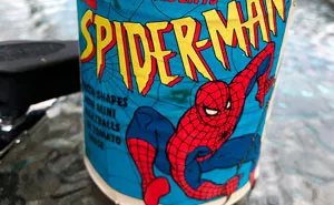 Guy Opens A Can Of Spider-Man Pasta From 1995