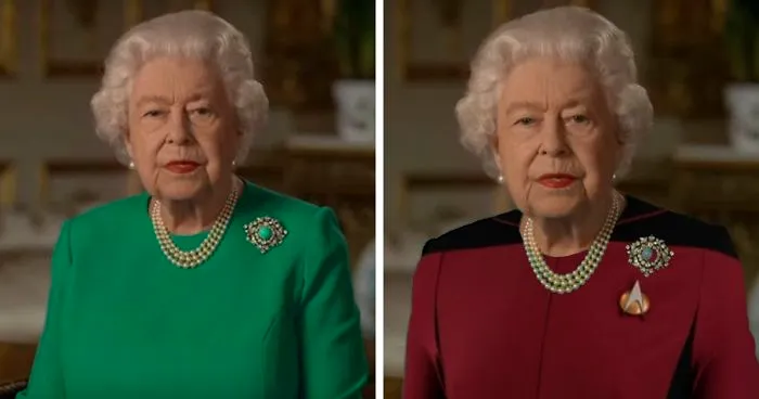 La Reina de Inglaterra dio un discurso vestida de verde y la gente sacó el Photoshop a relucir (35 imágenes)