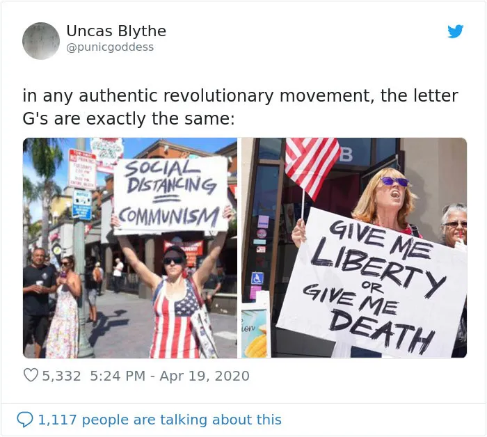16 Not The Brightest People Who Are Against The Quarantine Holding Some 'Interesting' Signs
