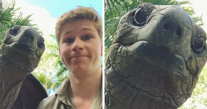 Robert Irwin Shares Photo Of His Self-Isolation Buddy, A Tortoise Named Igloo