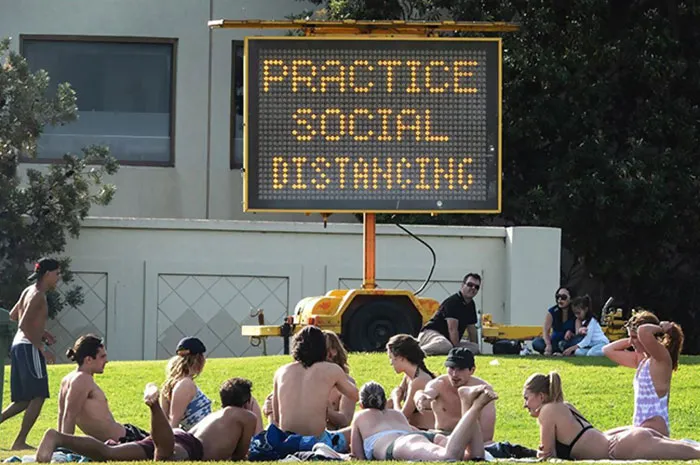Social Gathering At St Kilda Beach Today