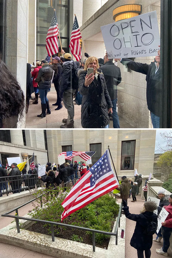 Manifestantes contra la cuarentena en Ohio