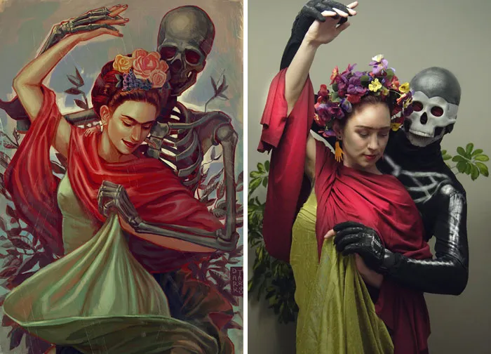 Frida Kahlo "Bailando con un esqueleto"