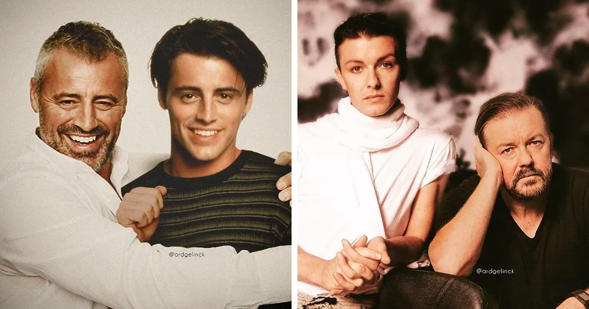 30 Famosos photoshopeados junto a sí mismos en su juventud para mostrar cómo les ha cambiado la edad (nuevas imágenes)