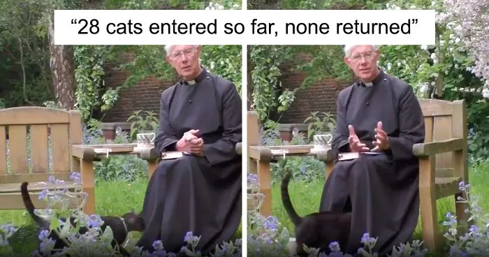Pussycat Disappears Inside A Priest's Cassock, Hilarious Comments Ensue