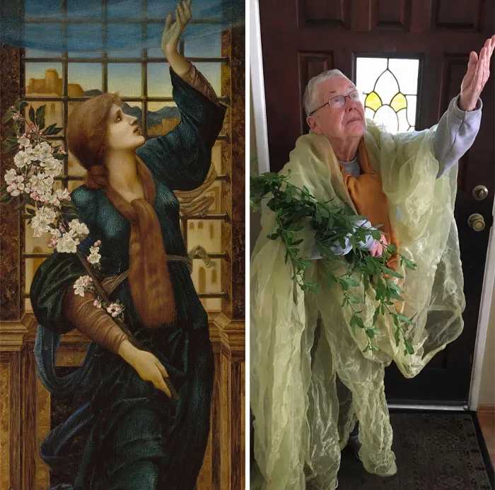 Daughter And Her 83-Year-Old Mother Are Recreating Famous Pieces Of Art While Stuck In Quarantine