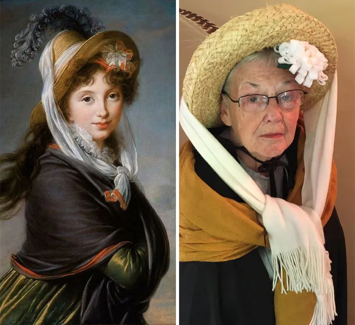 Daughter And Her 83-Year-Old Mother Are Recreating Famous Pieces Of Art While Stuck In Quarantine