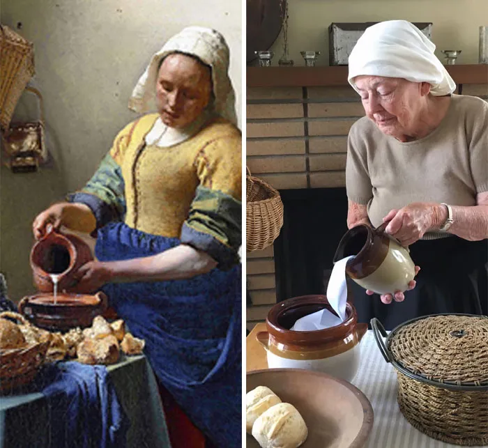 Daughter And Her 83-Year-Old Mother Are Recreating Famous Pieces Of Art While Stuck In Quarantine