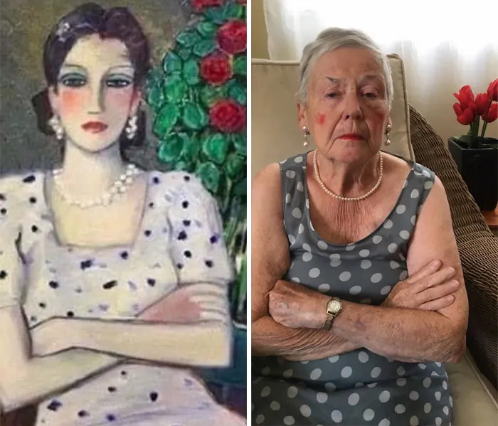 Daughter And Her 83-Year-Old Mother Are Recreating Famous Pieces Of Art While Stuck In Quarantine