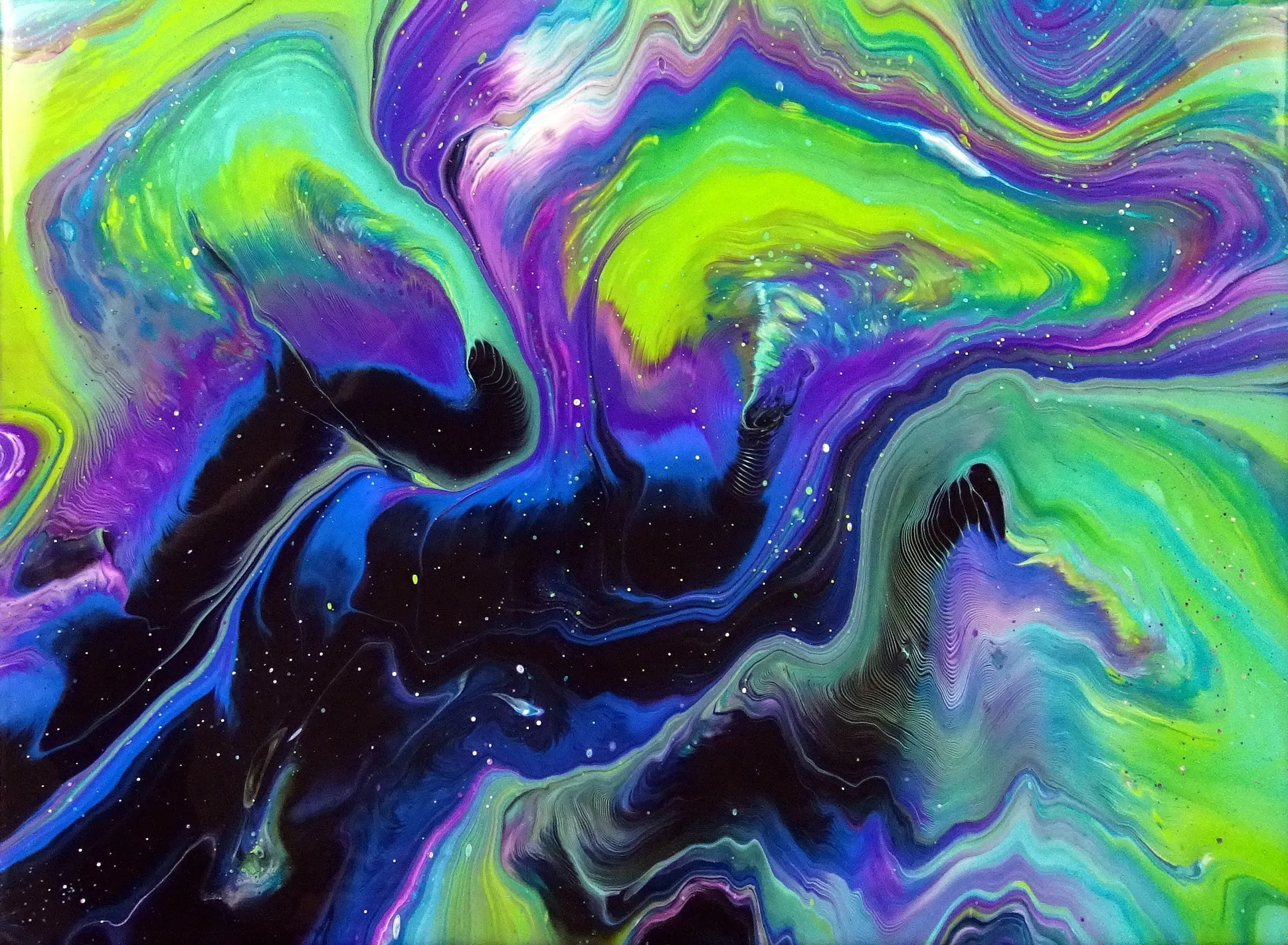 Northern Lights ~ Fiona's Dripping Fluid Art ~ Acrylic Pour Painting
