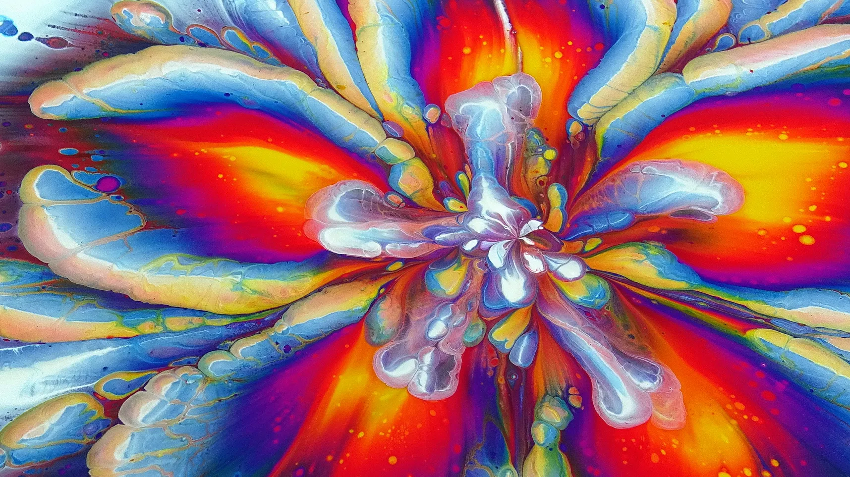 Bottle Bottom Reverse Flower Dip ~ Rainbow Colours With Less Pearl White ~ Paint #withme