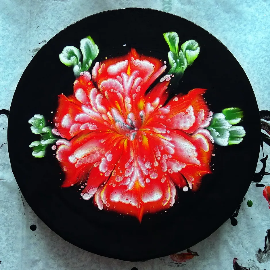Hibiscus Flower 🌺 ~ Acrylic Pour Painting ~ Reverse Flower Dip ~ Paint #withme