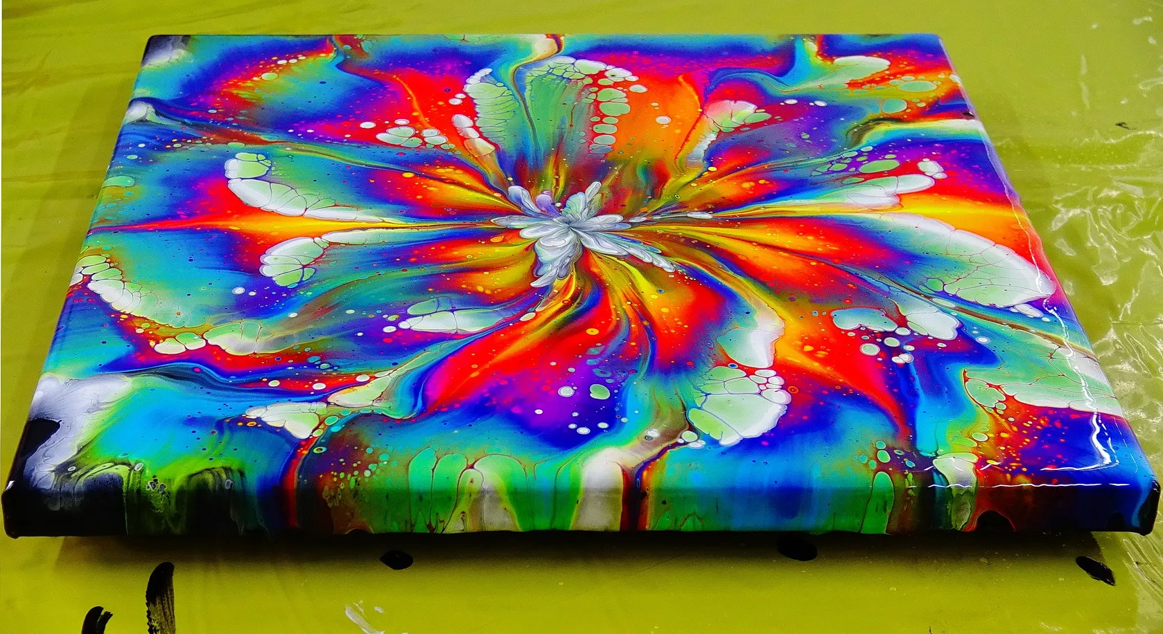 🌈 Spin Art~ Rainbow Reverse Flower Dip ~ Must See!! ~ Acrylic Pour Painting ~ Paint #withme