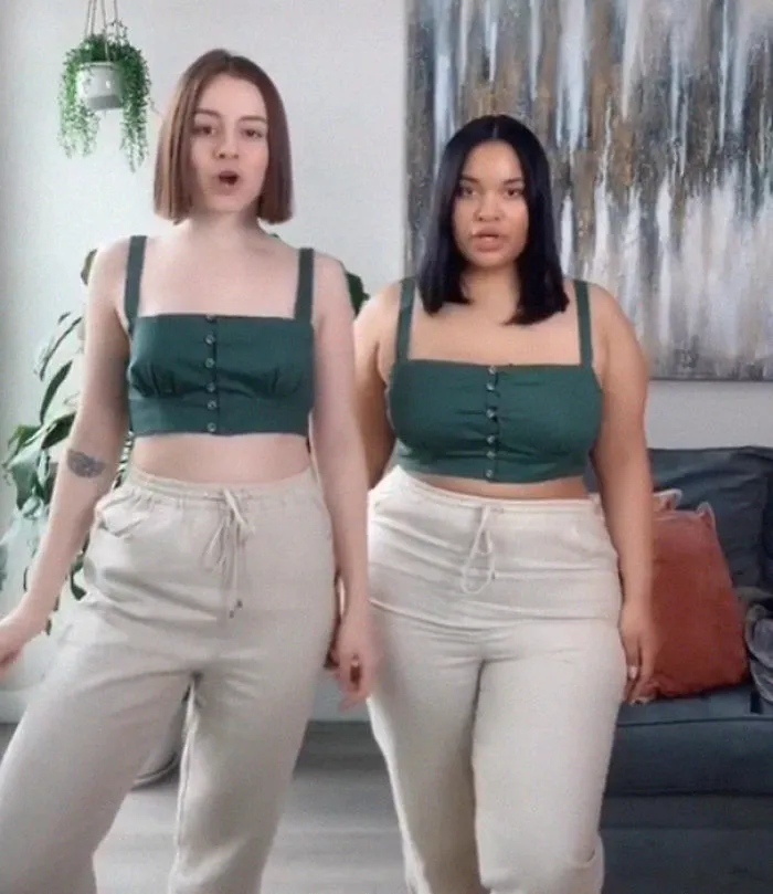 2 Amigas muestran cómo les queda la misma ropa en sus distintos tipos de cuerpo (33 fotos)