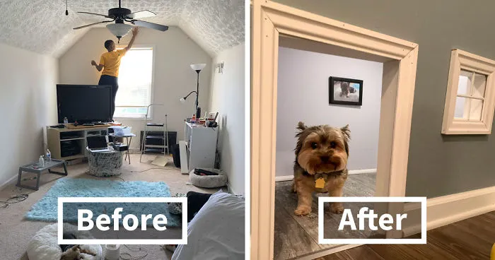 Woman Documents Her Daughter Turning A Spare Room Into A House For Their Dogs