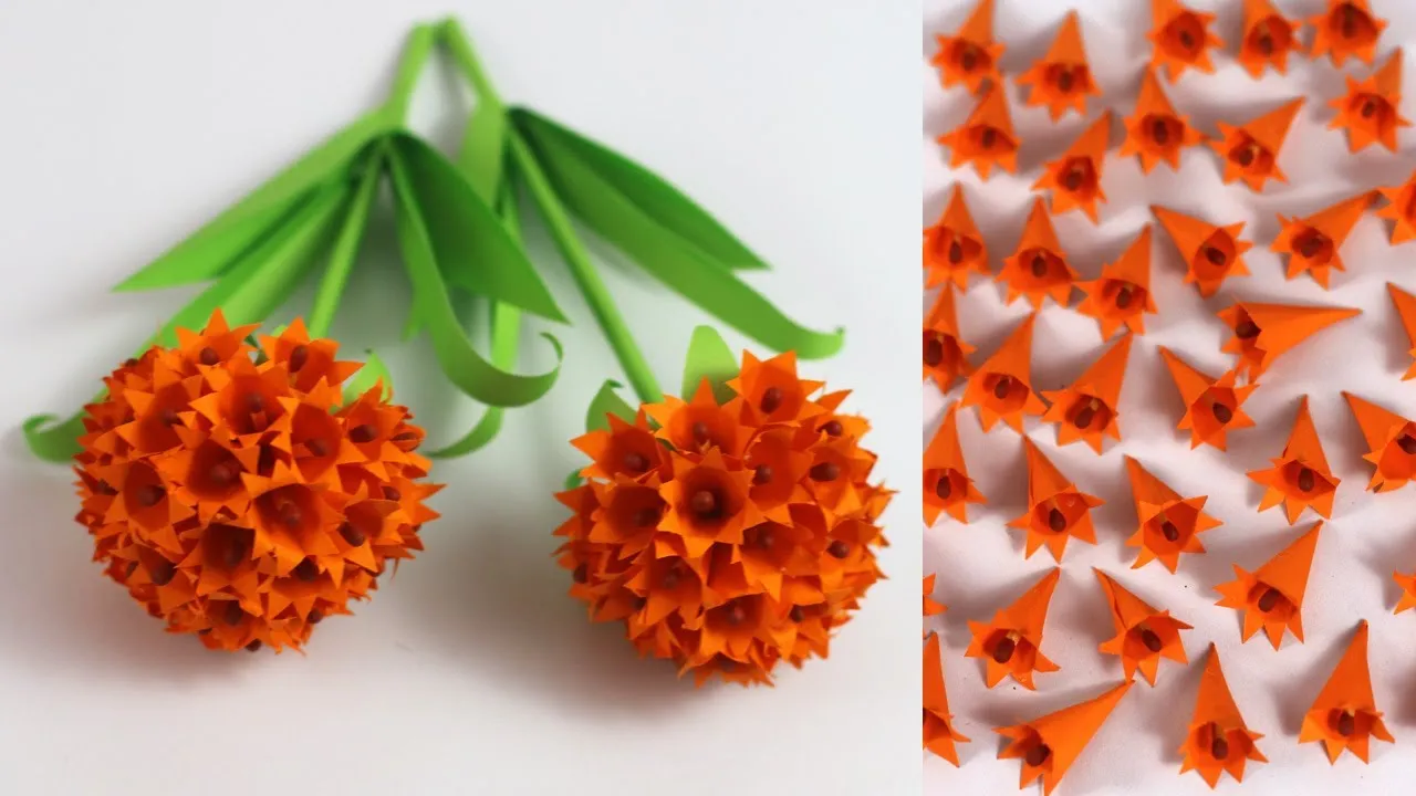 Very Easy Paper Stick Flowers | Easy Paper Flower Making | DIY Paper Craft For School