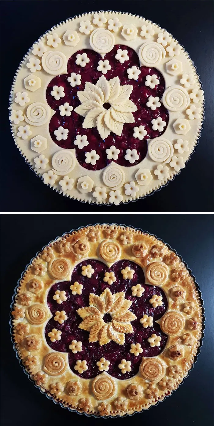 German Baker Shows Before & After Pics Of Pie Crust Designs That Look Too Good To Eat