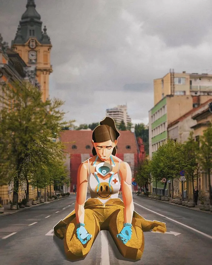 We Gave Local Illustrators Our Pictures Of The Empty City And Asked Them To Add Their Own Touch (24 Pics)