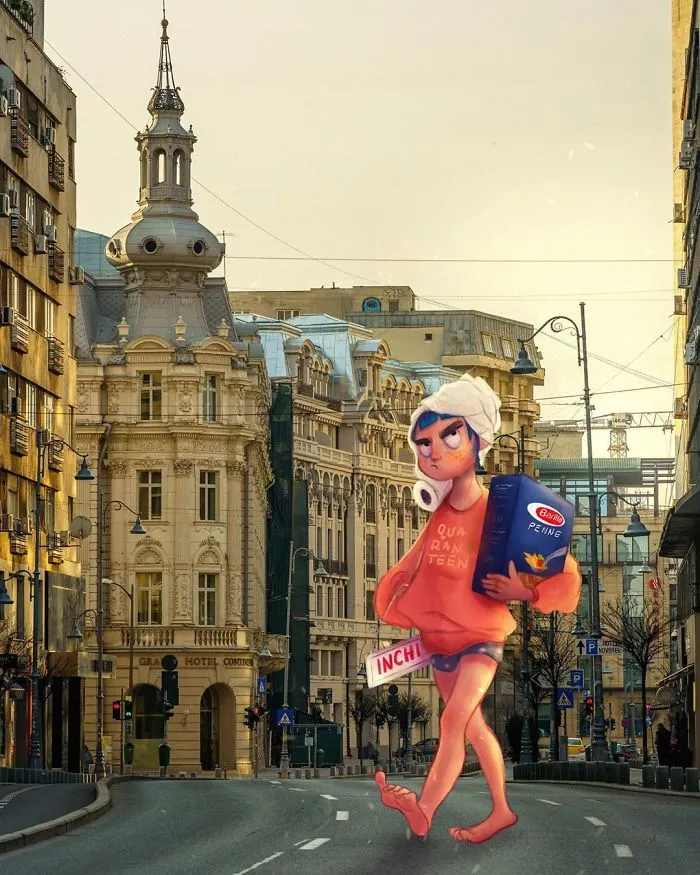 We Gave Local Illustrators Our Pictures Of The Empty City And Asked Them To Add Their Own Touch (24 Pics)